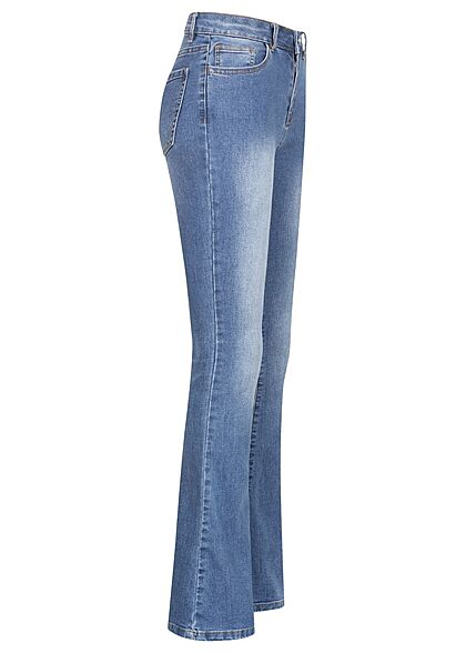 VILA Dames NOOS Jeans Broek met wijde pijpen en 5 zakken blauw