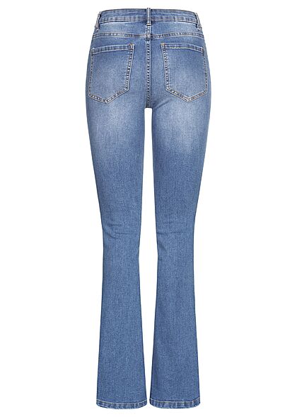 VILA Dames NOOS Jeans Broek met wijde pijpen en 5 zakken blauw