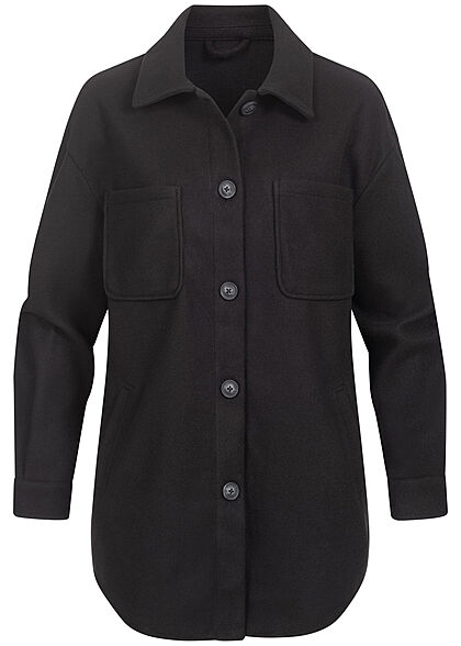 VILA Dames NOOS Oversized Overhemdjas met knopen en 4 zakken zwart - Art.-Nr.: 22020476