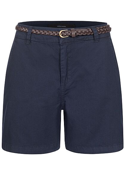Vero Moda Dames NOOS Korte broek met riem en 2 zakken marineblauw - Art.-Nr.: 22020499