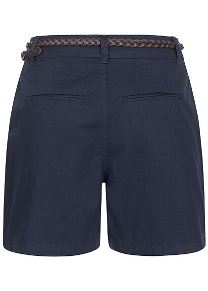 Vero Moda Dames NOOS Korte broek met riem en 2 zakken marineblauw