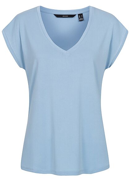 Vero Moda Dames NOOS Basic T-Shirt met V-hals lichtblauw