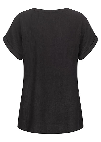 Vero Moda Dames T-Shirt met turn-up details en V-hals zwart