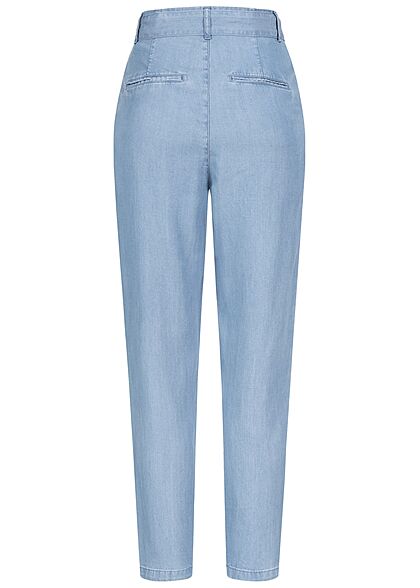 Vero Moda Dames NOOS Stoffen broek in denim look met riem lichtblauw