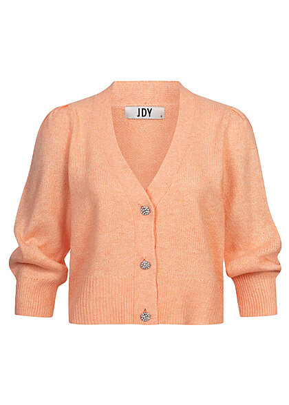JDY by ONLY Dames Gebreid vest met 3/4 mouwen en knopen oranje