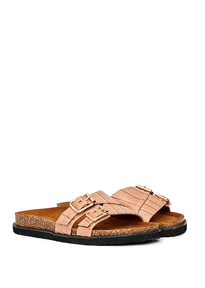 ONLY Dames Kunstleren sandalen met dubbele riem lichtroze