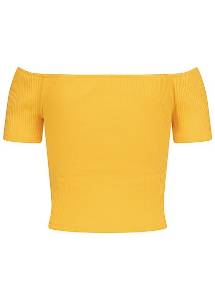 Aiki Dames Kort T-shirt met knoop en structuurstof geel