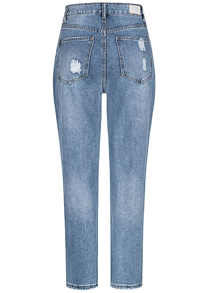 Aiki Dames Jeans Broek met 5 zakken destroyed look lichtblauw