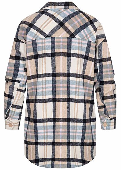 ONLY Dames Overhemd jas met 2 borstzakken geruit marineblauw beige