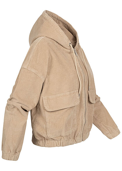ONLY Dames Corduroy Jas met kap en rits 2 zakken bruin