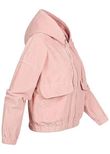 ONLY Dames Corduroy Jas met kap en rits 2 zakken roze