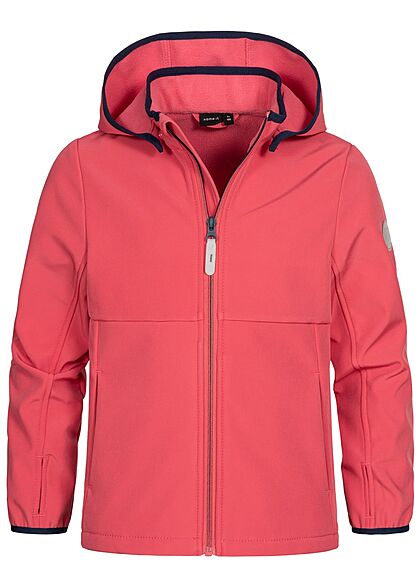 Name it Kids Meisje Softshell Jas met kap en 2 zakken roze blauw - Art.-Nr.: 22020594