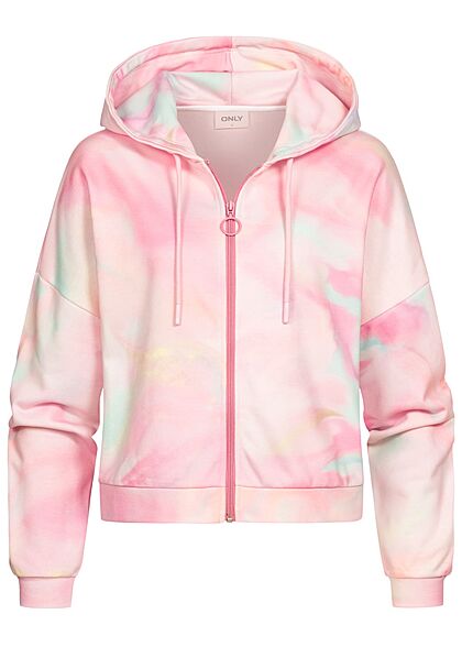 ONLY Dames Hoodie met rits gewassen roze