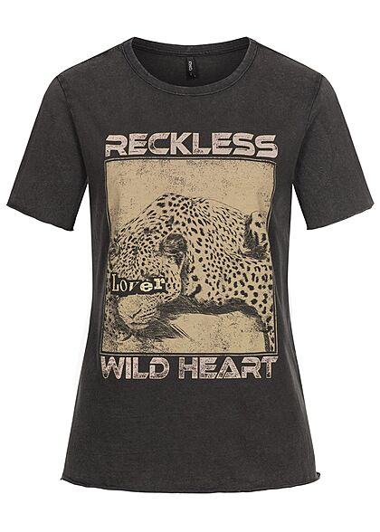 ONLY Dames T-shirt met Reckless opdruk zwart