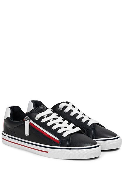Tom Tailor Dames Lage Sneaker met veters zwart en wit