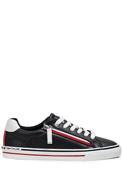 Tom Tailor Dames Lage Sneaker met veters zwart en wit