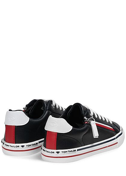 Tom Tailor Dames Lage Sneaker met veters zwart en wit