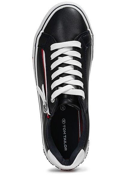 Tom Tailor Dames Lage Sneaker met veters zwart en wit