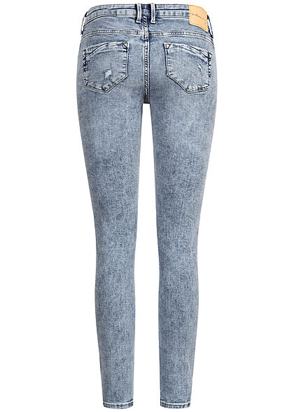ONLY Dames Skinny Fit Jeans Broek destroyed look lichtblauw