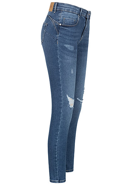 ONLY Dames Push Up Jeans Broek destroyed look medium blauw