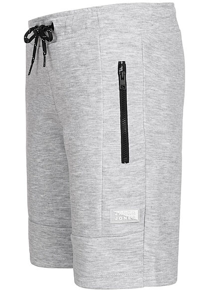 Jack and Jones Junior Korte broek met trekkoordjes en logopatch lichtgrijs