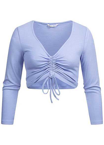ONLY Dames NOOS Shirt met 7/8 mouwen en structuurstof blauw - Art.-Nr.: 22020719