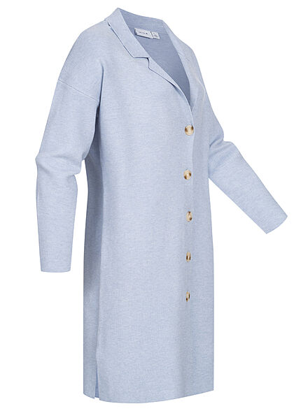 VILA Dames Viscose Vest met knopen lange vorm blauw