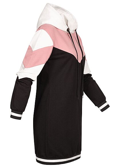 Cloud5ive Dames Hoodie Dress in wit roze en zwart