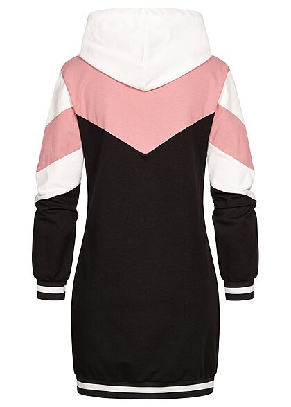 Cloud5ive Dames Hoodie Dress in wit roze en zwart