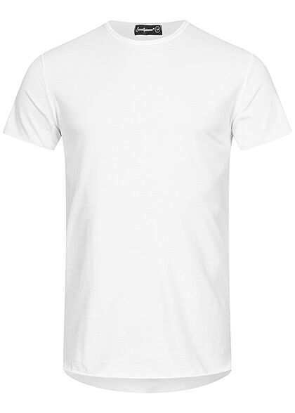 Seventyseven Lifestyle Heren T-shirt met rolrand aan de zoom wit