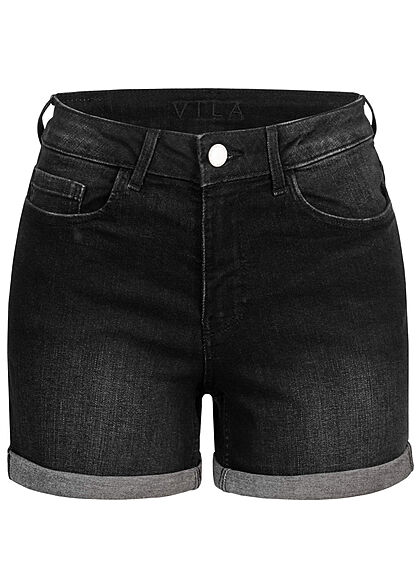 VILA Dames NOOS Korte Jeansbroek met 5 zakken zwart denim