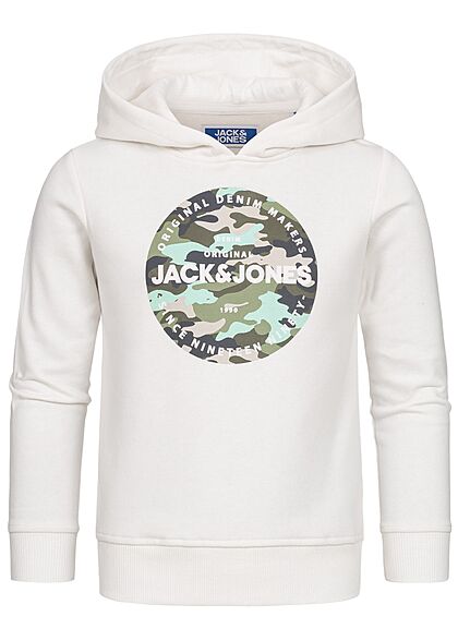 Jack and Jones Junior Hoodie met camouflage logo-opdruk wit
