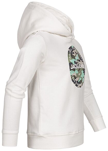 Jack and Jones Junior Hoodie met camouflage logo-opdruk wit