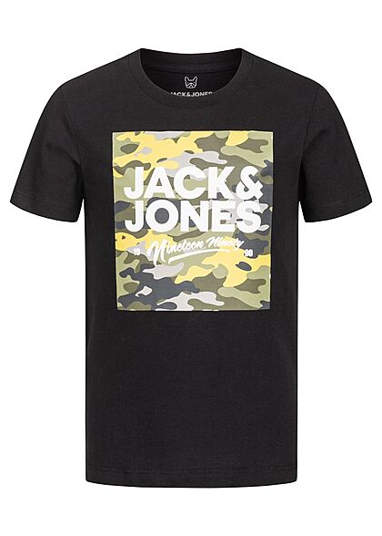 Jack and Jones Junior T-Shirt met camouflage logo-opdruk zwart