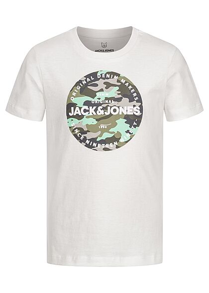 Jack and Jones Junior T-Shirt met camouflage logo-opdruk wit