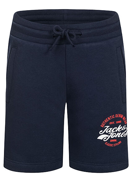 Jack and Jones Junior Korte Sweatpants met logo-opdruk blauw wit rood