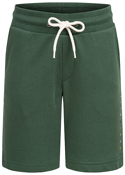 Jack and Jones Junior Korte Sweatpants met print aan de zijkant donkergroen