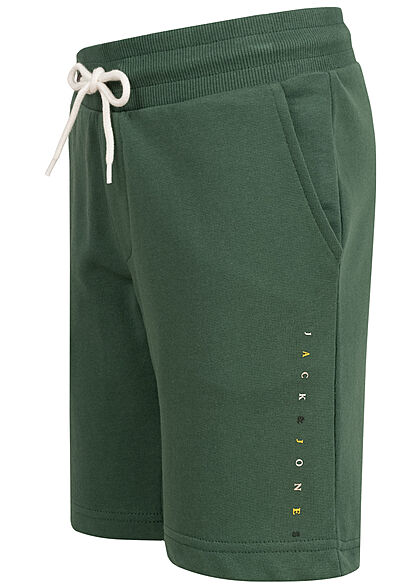 Jack and Jones Junior Korte Sweatpants met print aan de zijkant donkergroen