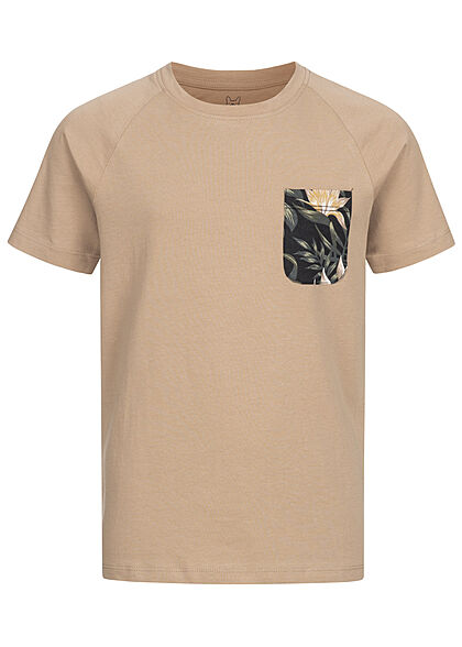 Jack and Jones Junior T-shirt met bedrukte borstzak beige