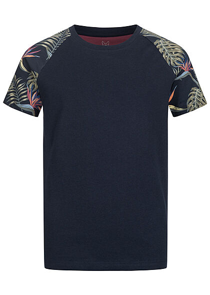 Jack and Jones Junior T-shirt met opdruk op de mouwen marineblauw
