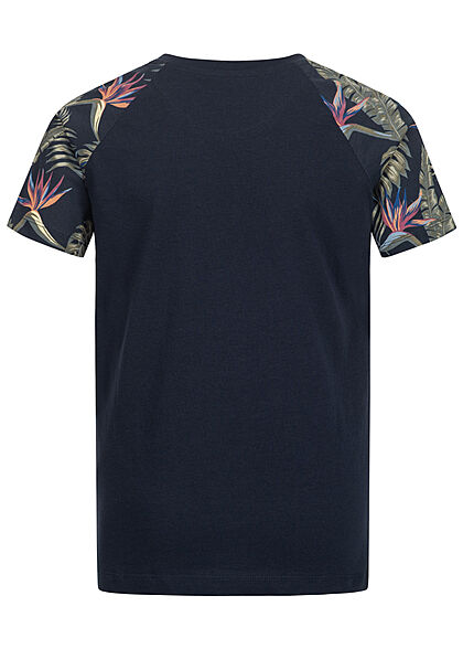 Jack and Jones Junior T-shirt met opdruk op de mouwen marineblauw