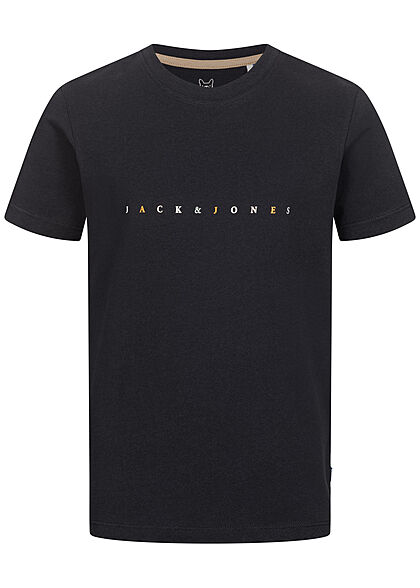 Jack and Jones Junior T-shirt met meerkleurige logoprint zwart