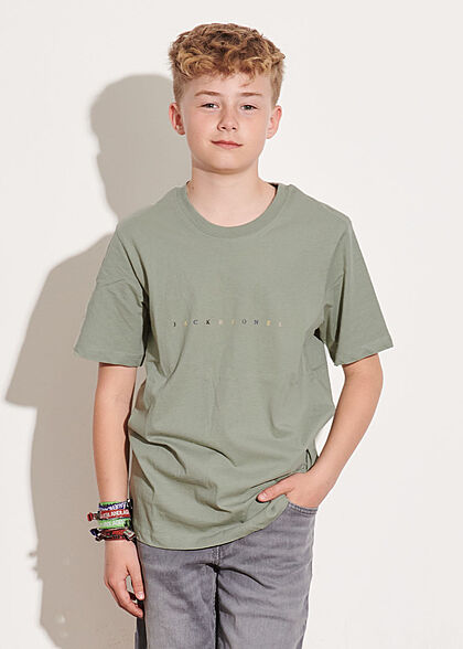Jack and Jones Junior T-shirt met meerkleurige logoprint grijs