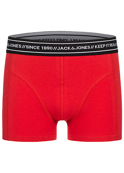 Jack and Jones Junior 3-Pack Boxershorts grijs blauw rood