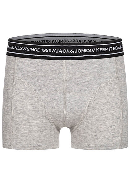 Jack and Jones Junior 3-Pack Boxershorts grijs blauw rood