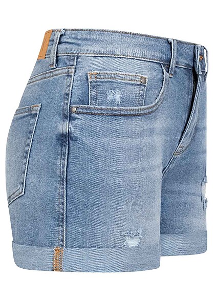 JDY by ONLY Dames Jeans Shorts in destroyed look lichtblauw denim