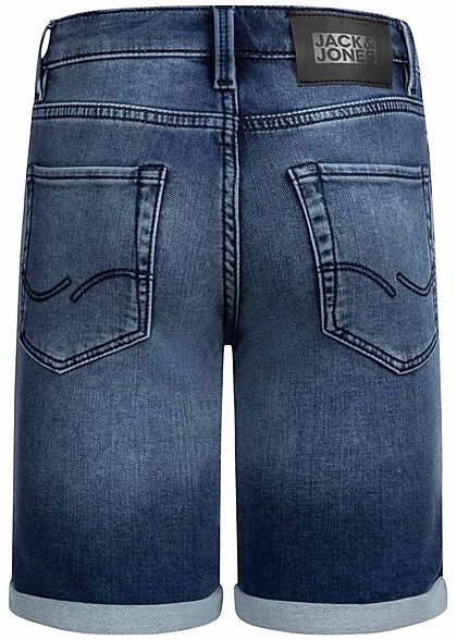 Jack and Jones Junior Korte jeans broek met 5 zakken destroyed look blauw