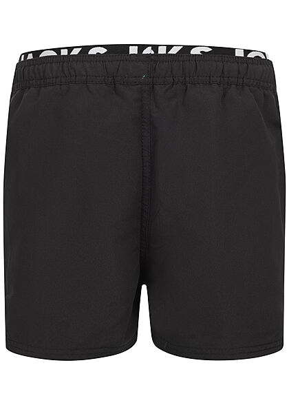 Jack and Jones Junior Zwemshort met logoprint zwart wit