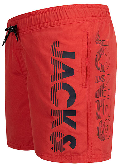 Jack and Jones Junior Zwemshort met logoprint rood zwart