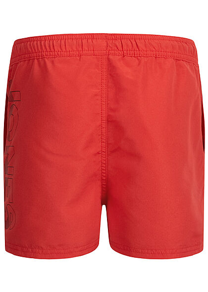 Jack and Jones Junior Zwemshort met logoprint rood zwart